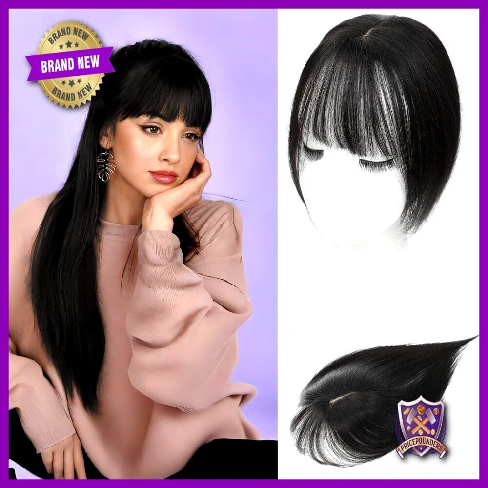 Real Human Hair Topper Clip-In 360 3D Bangs Thinning Hair Solution Natural Scalp